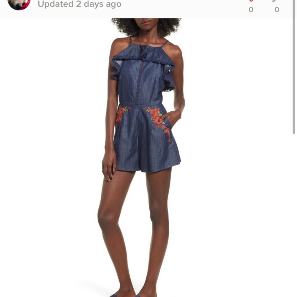 Moon River Blue Chambray Romper